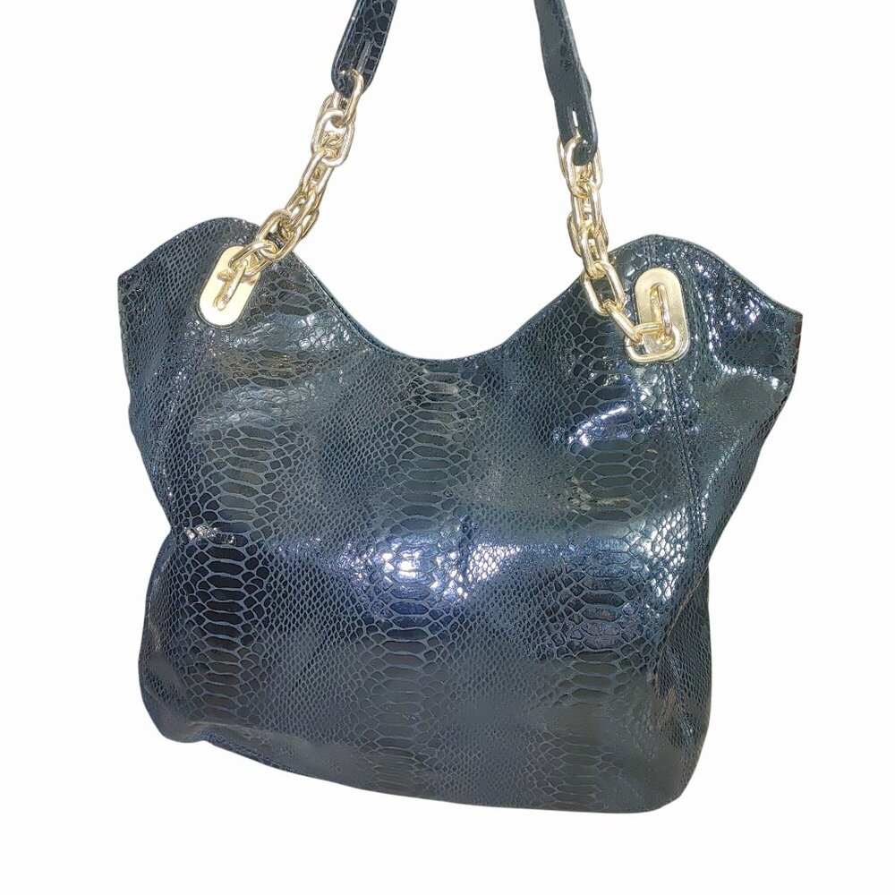 Michael Kors Black Python Embossed Leather Tote G… - image 7